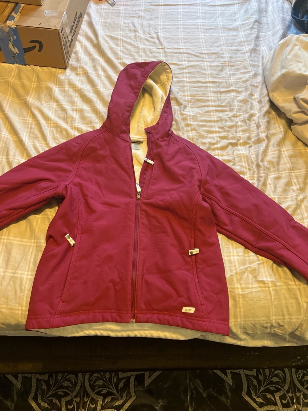 REI Girls Soft Shell Winter Ski Jacket Size Large 14 16 Pink Fleece Lined